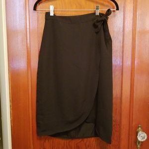 J.Crew Black midi faux wrap skirt